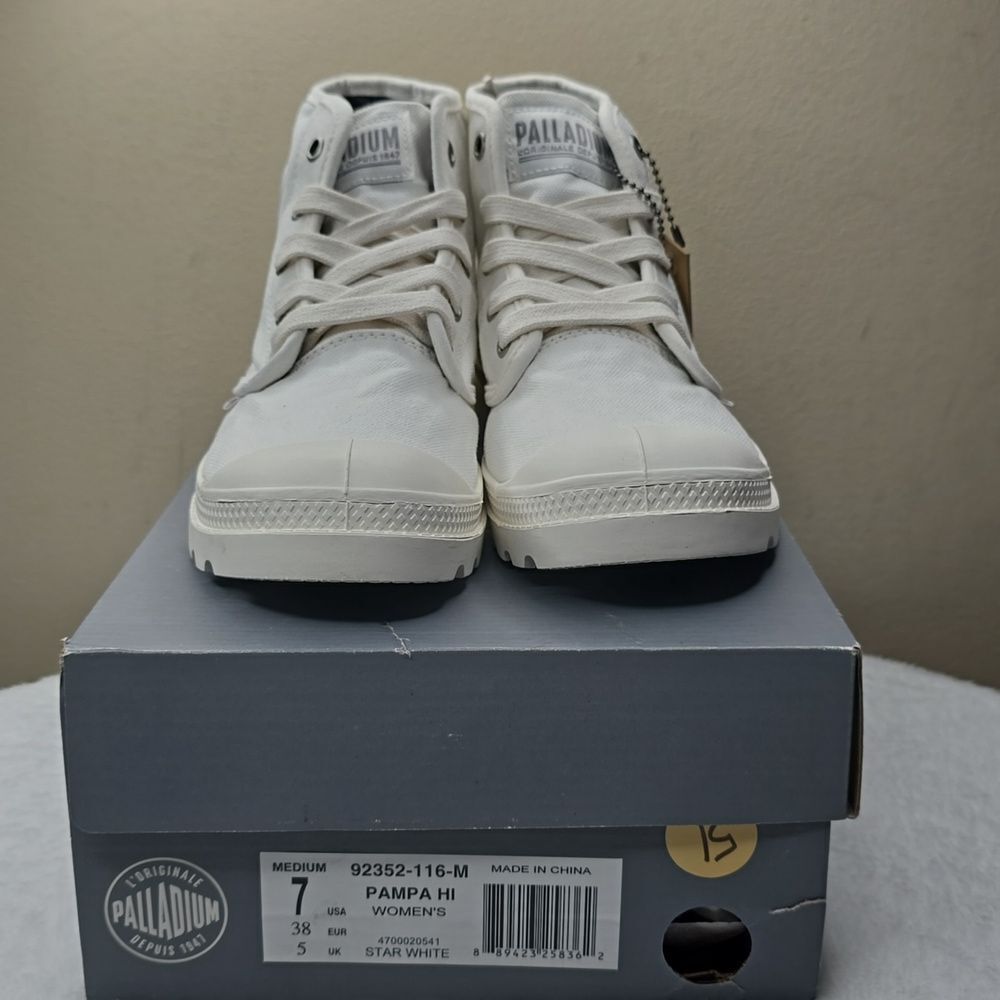 NIB Womens Palladium Pampa HI Sz 7 Star White - Picture 8 of 9